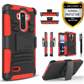 LG G Vista 2 Case, Dual Layers [Combo Holster] Case And Built-In Kickstand Bundled with [Premium Screen Protector] Hybird Shockproof And Circlemalls Stylus Pen (Red)